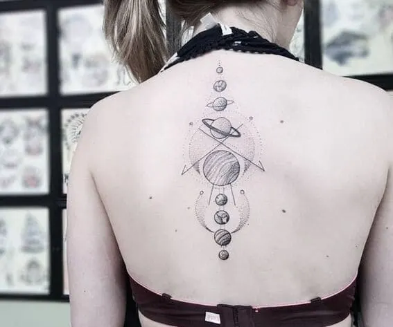 Celestial Bodies and Cosmic Designs for back tattoo