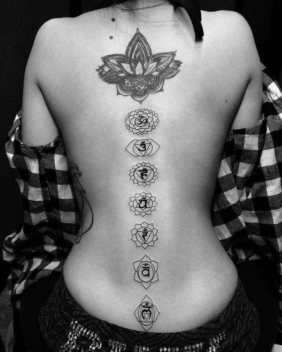 Chakra symbols for back tattoo