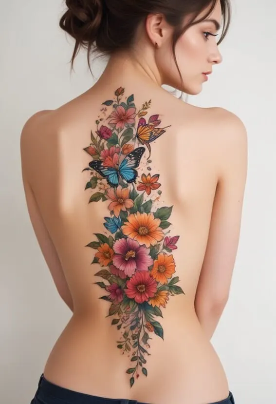 back tattoo ideas for women butterflies
