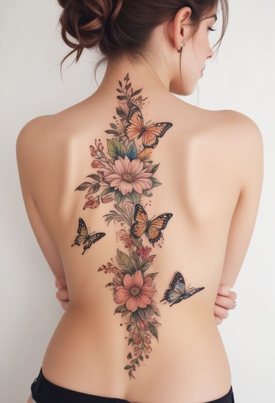 back tattoo ideas for women butterflies