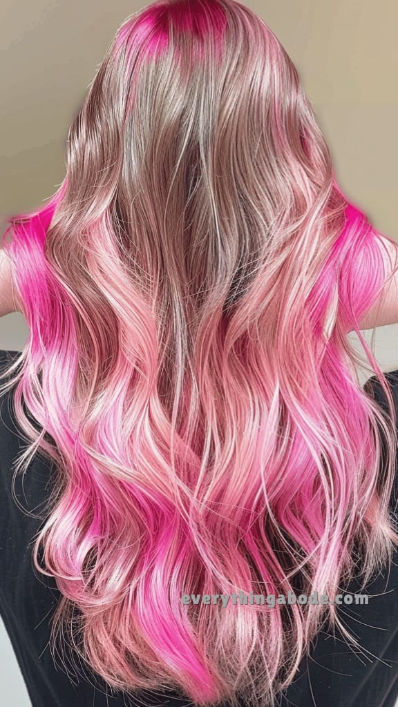 pink hair on woman