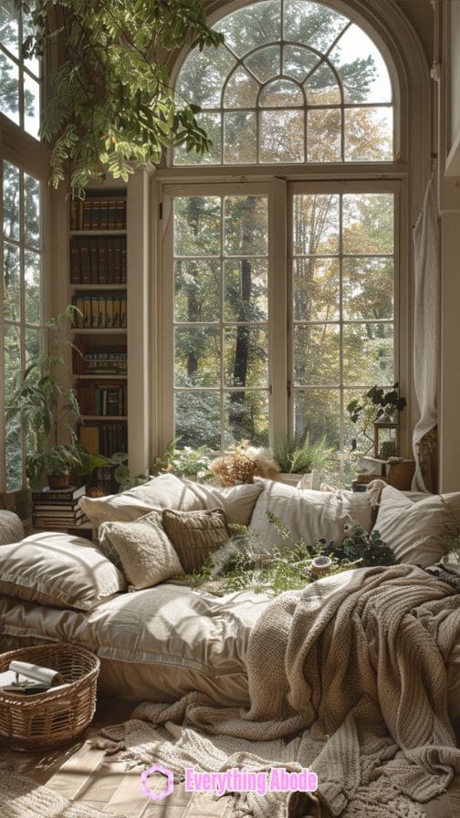 Sunroom with a cozy reading corner.