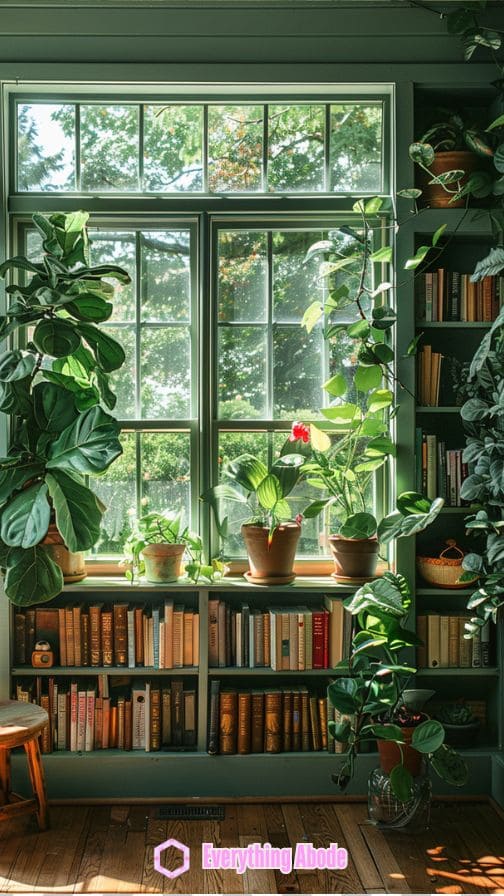 sunny sunroom idea with plants, green plants