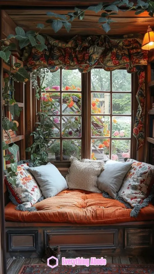 Sunroom with a cozy reading corner.