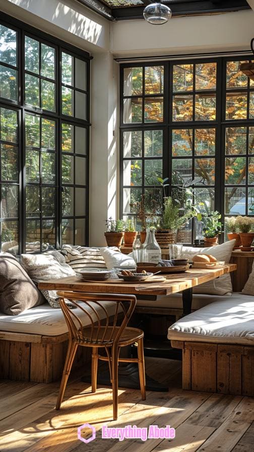 Sunroom with a small dining table.