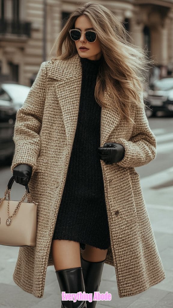 fall outfit ideas with turtleneck sweater dresses