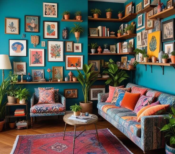 maximalist living room 